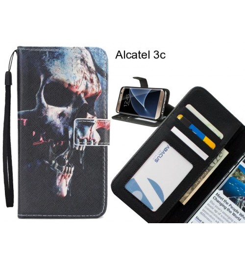 Alcatel 3c case 3 card leather wallet case printed ID