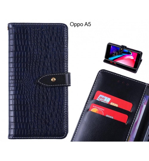 Oppo A5 case croco pattern leather wallet case