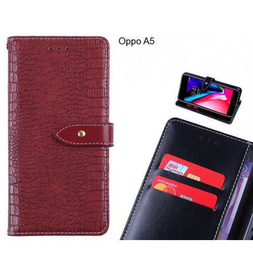 Oppo A5 case croco pattern leather wallet case
