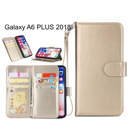 Galaxy A6 PLUS 2018 Case triple wallet leather case 9 card slots