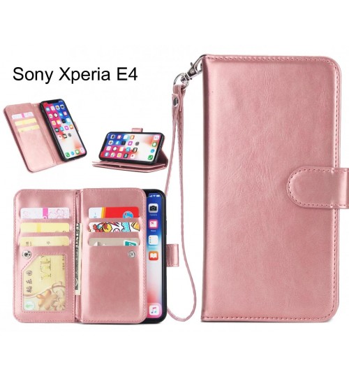Sony Xperia E4 Case triple wallet leather case 9 card slots