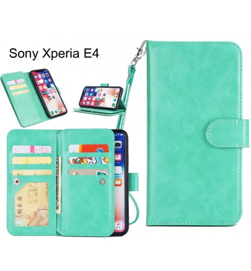 Sony Xperia E4 Case triple wallet leather case 9 card slots