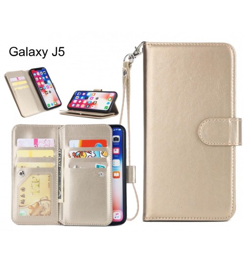 Galaxy J5 Case triple wallet leather case 9 card slots