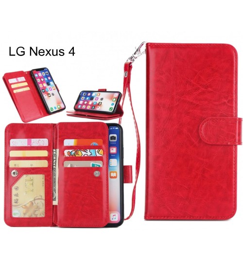 LG Nexus 4 Case triple wallet leather case 9 card slots