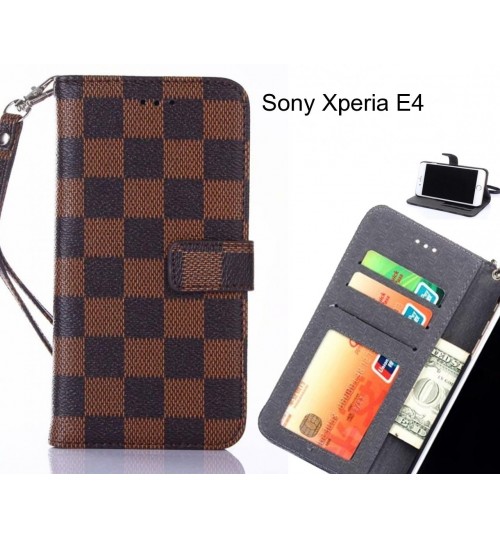 Sony Xperia E4 Case Grid Wallet Leather Case