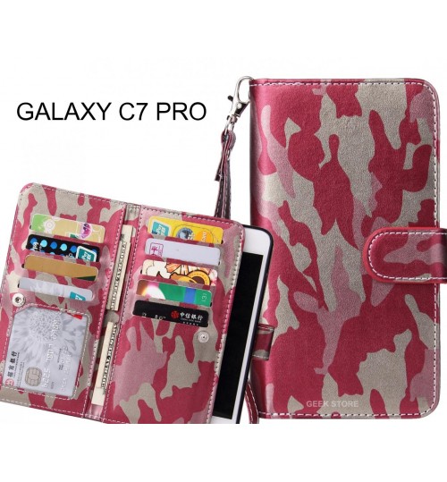GALAXY C7 PRO Case Multi function Wallet Leather Case Camouflage