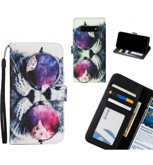 Galaxy S10 PLUS case 3 card leather wallet case printed ID