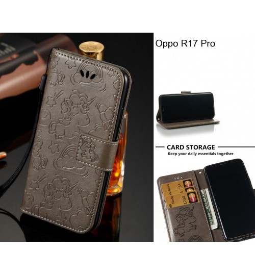 Oppo R17 Pro  Case Leather Wallet case embossed unicon pattern