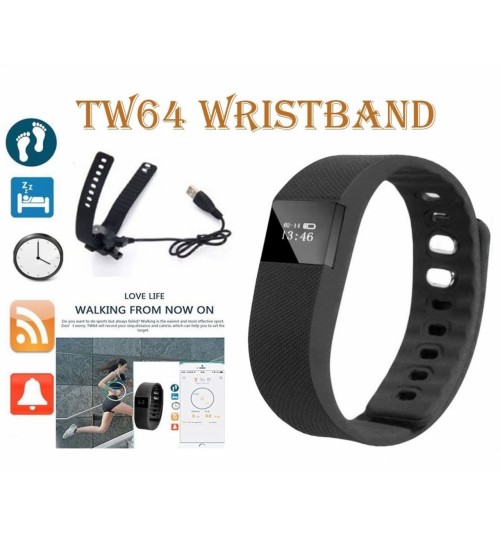 TW64 Bluetooth Smart Bracelet Watch Step Calorie Fitness Tracker Pedometer