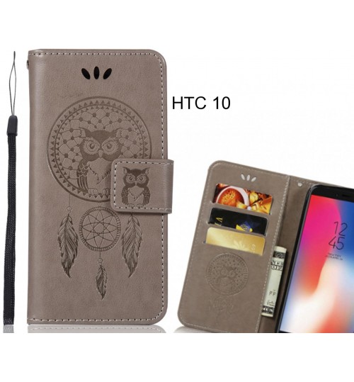 HTC 10 Case Embossed leather wallet case owl