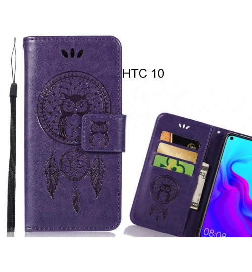 HTC 10 Case Embossed leather wallet case owl