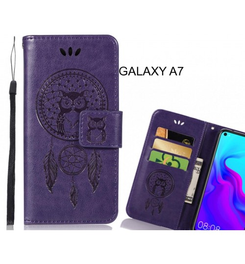 GALAXY A7 Case Embossed leather wallet case owl