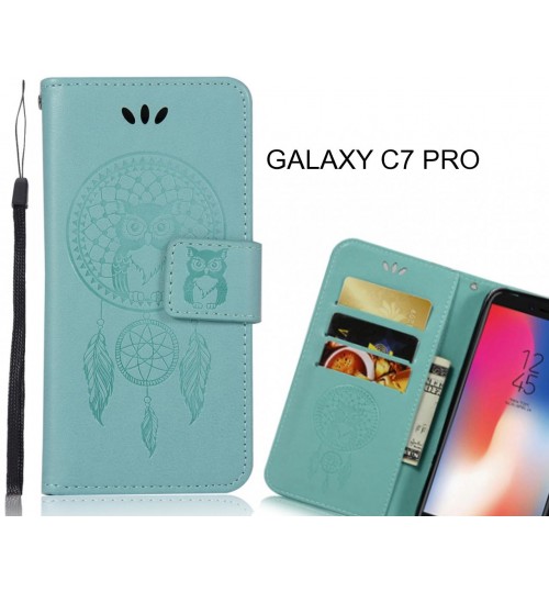 GALAXY C7 PRO Case Embossed leather wallet case owl