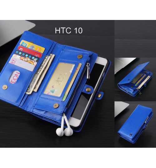 HTC 10 Case Retro leather case multi cards cash pocket & zip