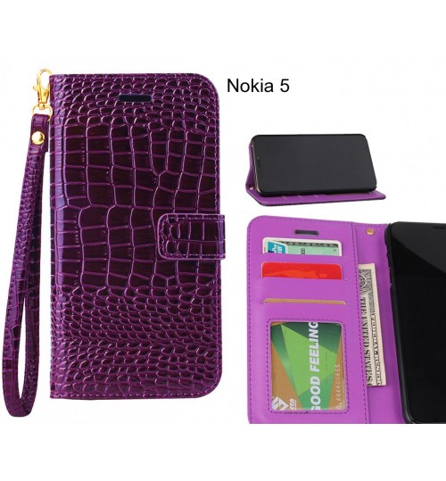 Nokia 5 Case Croco Wallet Leather Case