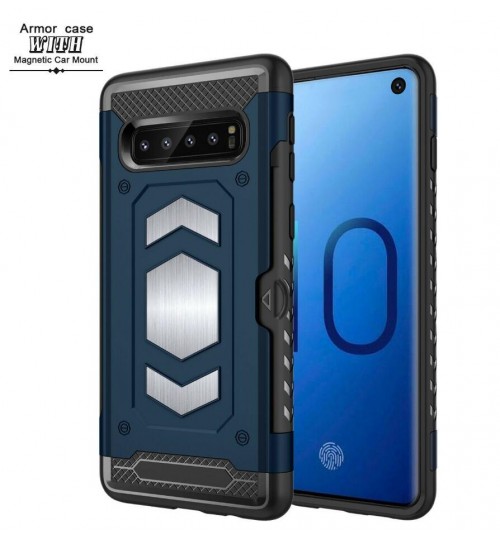 Galaxy S10 Case Armor Rugged Holster card clip case with magnetic