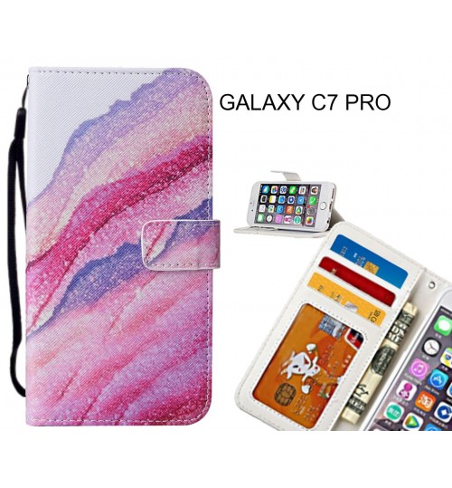 GALAXY C7 PRO case leather wallet case printed ID