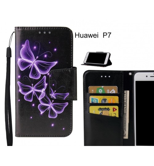 Huawei  P7 Case wallet fine leather case printed