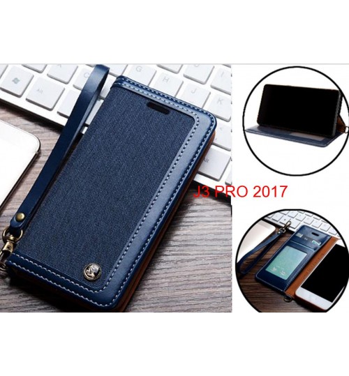 J3 PRO 2017 Case Wallet Denim Leather Case