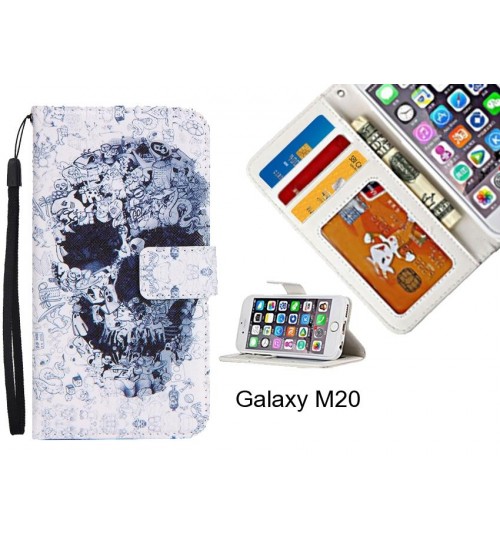 Galaxy M20 case 3 card leather wallet case printed ID