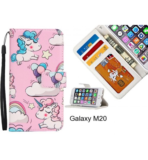 Galaxy M20 case 3 card leather wallet case printed ID