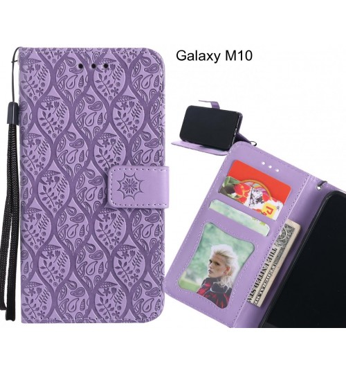 Galaxy M10 Case Leather Wallet Case embossed sunflower pattern