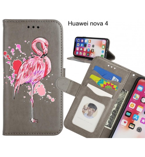 Huawei nova 4 case Embossed Flamingo Wallet Leather Case