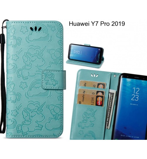 Huawei Y7 Pro 2019  Case Leather Wallet case embossed unicon pattern
