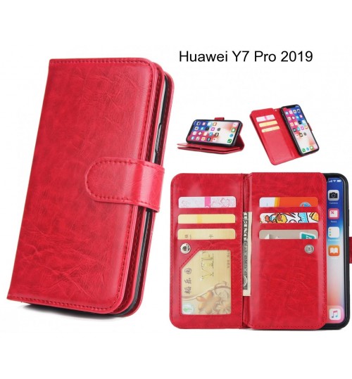 Huawei Y7 Pro 2019 Case triple wallet leather case 9 card slots
