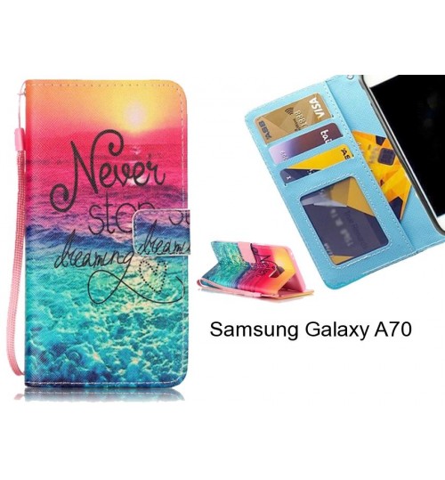 Samsung Galaxy A70 case 3 card leather wallet case printed ID