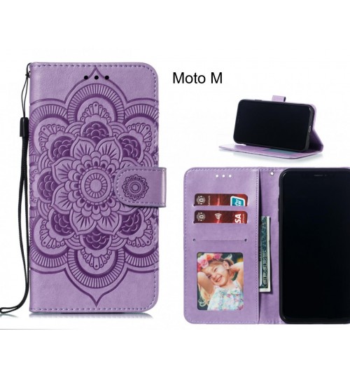 Moto M case leather wallet case embossed pattern