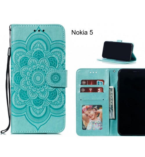 Nokia 5 case leather wallet case embossed pattern