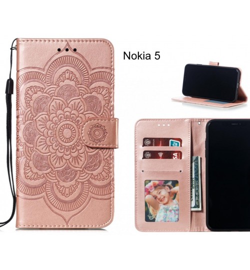 Nokia 5 case leather wallet case embossed pattern