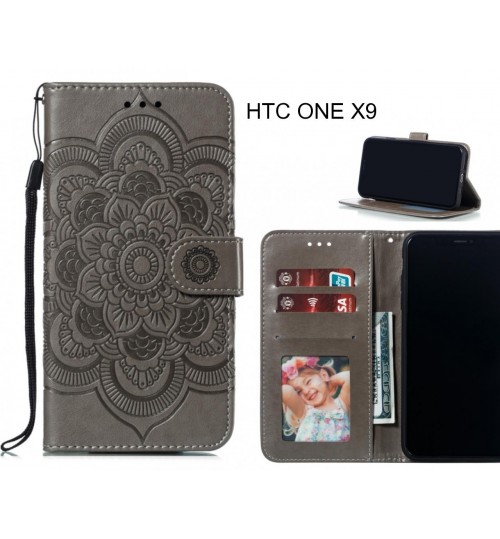 HTC ONE X9 case leather wallet case embossed pattern