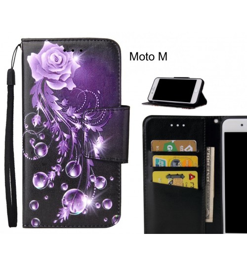 Moto M Case wallet fine leather case printed