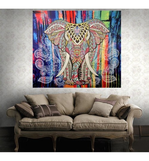 Elephant Mandala Tapestry Wall Hanging Cloth Yoga Mat Beach Throw