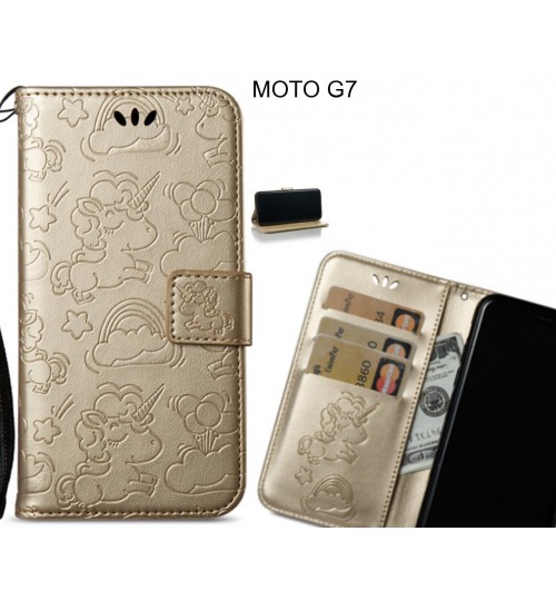 MOTO G7  Case Leather Wallet case embossed unicon pattern