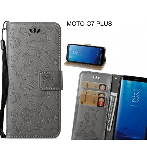 MOTO G7 PLUS  Case Leather Wallet case embossed unicon pattern