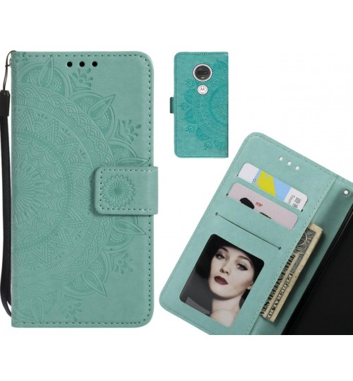 MOTO G7 Case mandala embossed leather wallet case