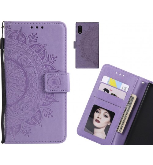 Huawei Y6 Pro 2019 Case Mandala Embossed Leather Wallet Case - Purple