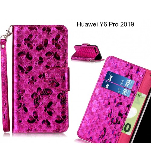 Huawei Y6 Pro 2019 Case Wallet Leather Flip Case laser butterfly