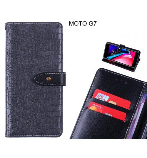 MOTO G7 case croco pattern leather wallet case