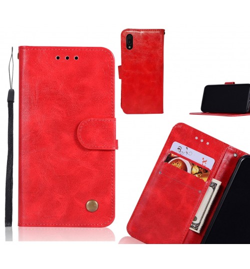 Huawei Y6 Pro 2019 Case Vintage Fine Leather Wallet Case - Red