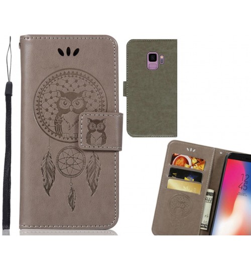 Galaxy S9 Case Embossed leather wallet case owl