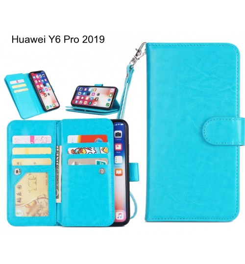 Huawei Y6 Pro 2019 Case Triple Wallet Leather Case 9 Card Slots - Blue