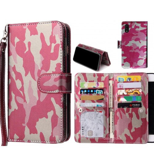 Huawei Y6 Pro 2019  Case Multi Function Wallet Leather Case Camouflage - Pink