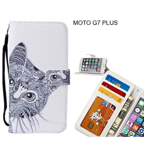 MOTO G7 PLUS case 3 card leather wallet case printed ID