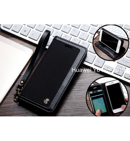 Huawei Y6 Pro 2019 Case Wallet Denim Leather Case - Black