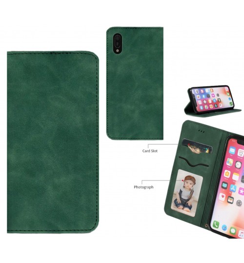 Huawei Y6 Pro 2019 Case Premium Leather Magnetic Wallet Case - Green