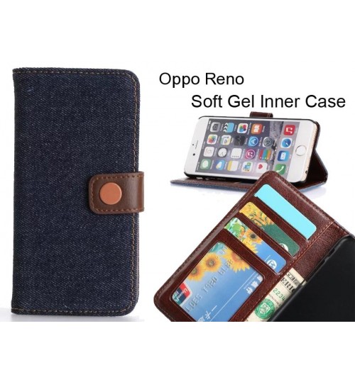 Oppo Reno  case ultra slim retro jeans wallet case